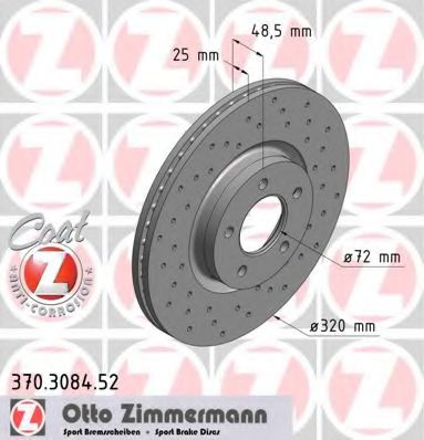 Тормозной диск Otto Zimmermann 370.3084.52