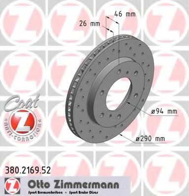 Тормозной диск Otto Zimmermann 380.2169.52