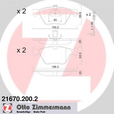 Тормозные колодки Otto Zimmermann 21670.200.2