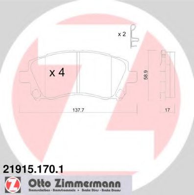 Тормозные колодки Otto Zimmermann 21915.170.1