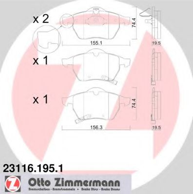 Тормозные колодки Otto Zimmermann 23116.195.1