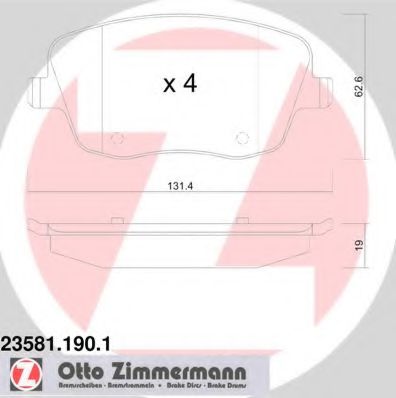 Тормозные колодки Otto Zimmermann 23581.190.1
