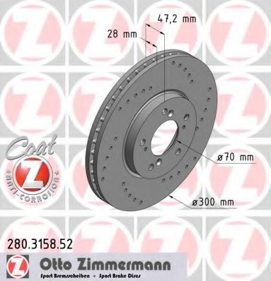 Тормозной диск Otto Zimmermann 280.3158.52