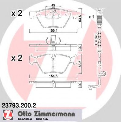 Тормозные колодки Otto Zimmermann 23793.200.2