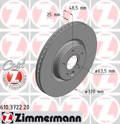 Тормозной диск Otto Zimmermann 610.3722.20
