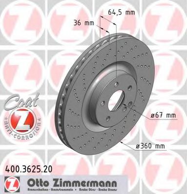 Тормозной диск Otto Zimmermann 400.3625.20