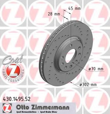 Тормозной диск Otto Zimmermann 430.1495.52