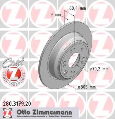 Тормозной диск Otto Zimmermann 280.3179.20