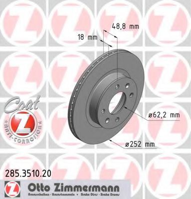 Тормозной диск Otto Zimmermann 285.3510.20