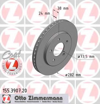 Тормозной диск Otto Zimmermann 155.3907.20