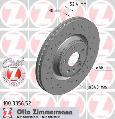 Тормозной диск Otto Zimmermann 100.3356.52