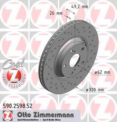 Тормозной диск Otto Zimmermann 590.2598.52
