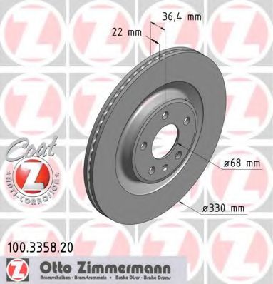 Тормозной диск Otto Zimmermann 100.3358.20