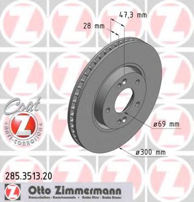 Тормозной диск Otto Zimmermann 285.3513.20