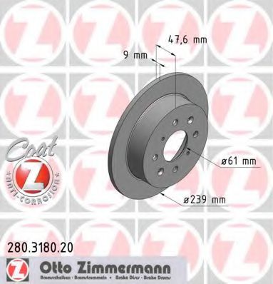 Тормозной диск Otto Zimmermann 280.3180.20
