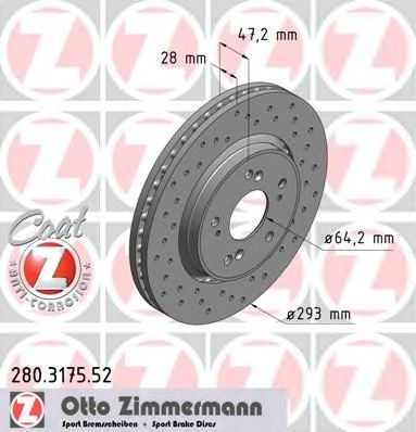 Тормозной диск Otto Zimmermann 280.3175.52