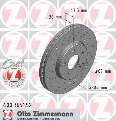 Тормозной диск Otto Zimmermann 400.3651.52