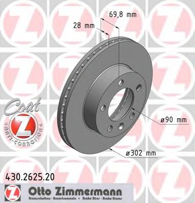 Тормозной диск Otto Zimmermann 430.2625.20