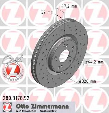 Тормозной диск Otto Zimmermann 280.3178.52