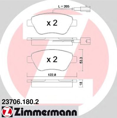 Тормозные колодки Otto Zimmermann 23706.180.2