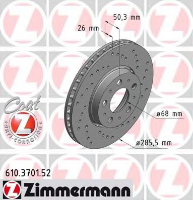 Тормозной диск Otto Zimmermann 610.3701.52