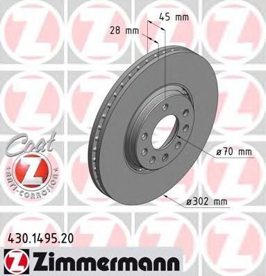 Тормозной диск Otto Zimmermann 430.1495.20