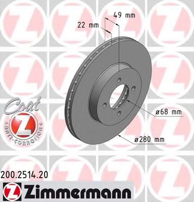 Тормозной диск Otto Zimmermann 200.2514.20