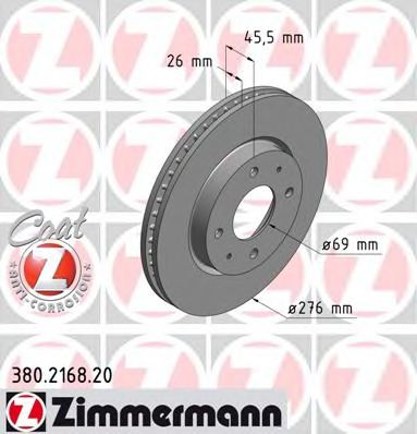 Тормозной диск Otto Zimmermann 380.2168.20