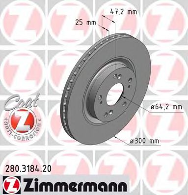 Тормозной диск Otto Zimmermann 280.3184.20