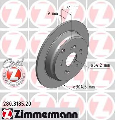 Тормозной диск Otto Zimmermann 280.3185.20