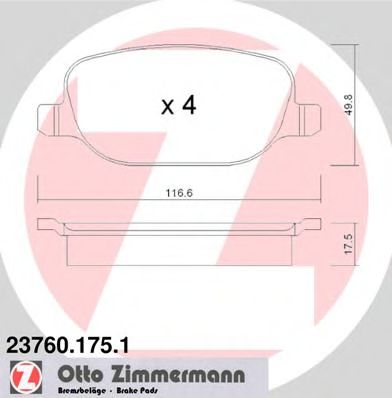 Тормозные колодки Otto Zimmermann 23760.175.1
