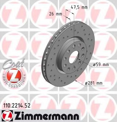 Тормозной диск Otto Zimmermann 110.2214.52