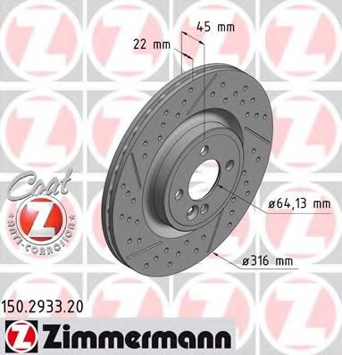 Тормозной диск Otto Zimmermann 150.2933.20