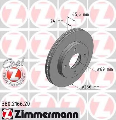 Тормозной диск Otto Zimmermann 380.2166.20