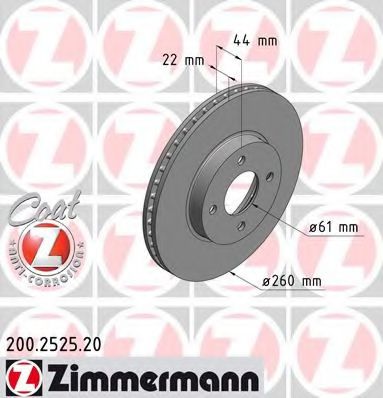 Тормозной диск Otto Zimmermann 200.2525.20