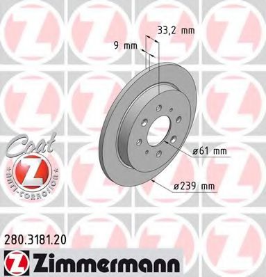 Тормозной диск Otto Zimmermann 280.3181.20