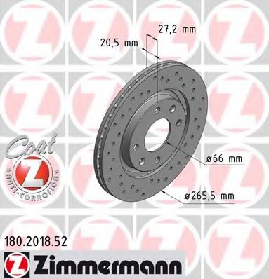 Тормозной диск Otto Zimmermann 180.2018.52