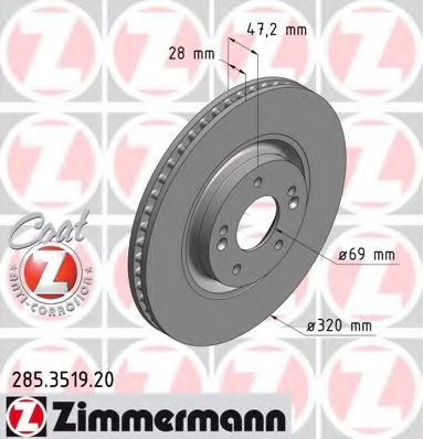 Тормозной диск Otto Zimmermann 285.3519.20