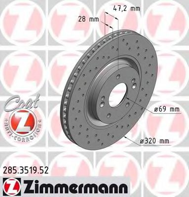 Тормозной диск Otto Zimmermann 285.3519.52