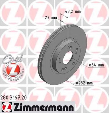 Тормозной диск Otto Zimmermann 280.3167.20