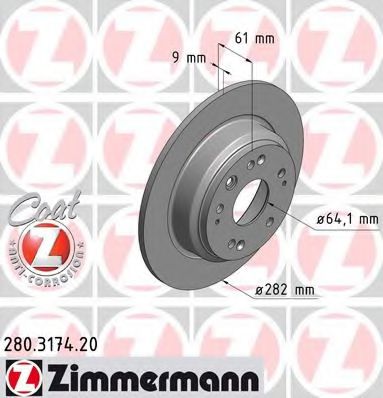 Тормозной диск Otto Zimmermann 280.3174.20