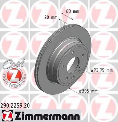 Тормозной диск Otto Zimmermann 290.2259.20