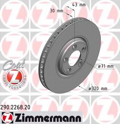 Тормозной диск Otto Zimmermann 290.2268.20