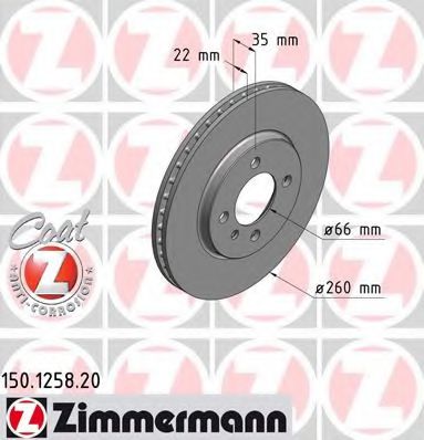 Тормозной диск Otto Zimmermann 150.1258.20
