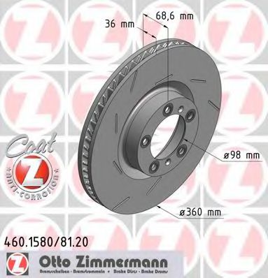 Тормозной диск Otto Zimmermann 460.1581.20
