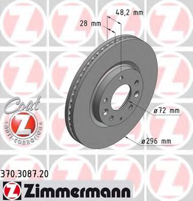 Тормозной диск Otto Zimmermann 370.3087.20