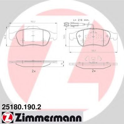 Тормозные колодки Otto Zimmermann 25180.190.2
