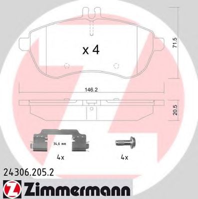Тормозные колодки Otto Zimmermann 24306.205.2