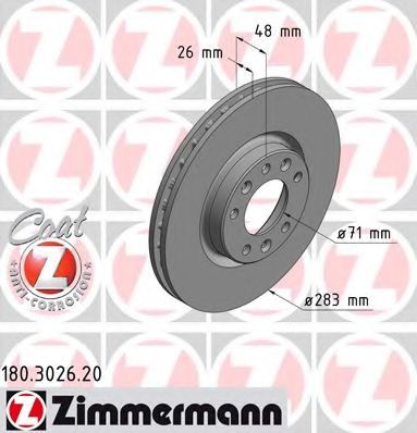 Тормозной диск Otto Zimmermann 180.3026.20