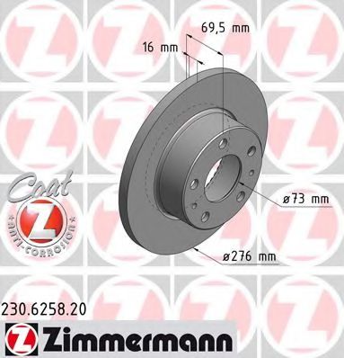 Тормозной диск Otto Zimmermann 230.6258.20